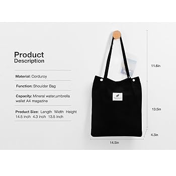 Amazon.com: Yonsya Corduroy Tote Bags, Travel Shoulder Beach